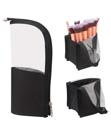MONSTINA Makeup Brush Organzier Bag High Capacity Portable Stand-Up Makeup Brush Holder Professional Artist Makeup Brush (Black) z Black Small