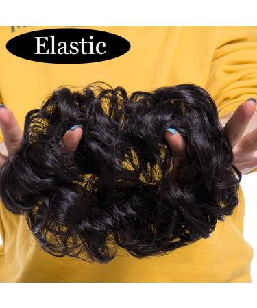 Dark Brown Updo Hairpiece Scrunchie 35g | Ribbon Ponytail Extensions Wavy Curly Messy Bun Chignon | Hair Piece for Stylish Looks - Buy Online on SooperMarket.com