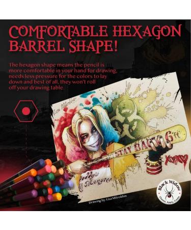 Black Widow Dragon Colored Pencils For Adult Coloring - 36 Coloring Pencils With Smooth Pigments - Best Color Pencil Set For Adult Coloring Books And Drawing - A Must Have Pencil Set - Buy Online on SooperMarket.com