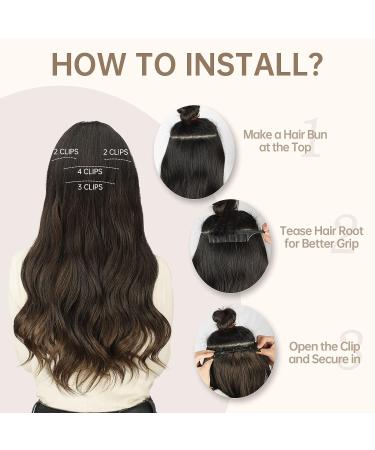 KooKaStyle Dark Brown 20 Inch Long Wavy Clip-in Hair Extensions for Women - 4pcs Thick Hairpiece for Full Head - Buy Online on SooperMarket.com