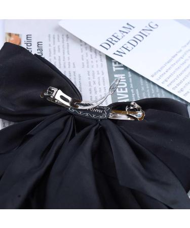 Allereya Vintage Large Silk Bow Hair Clip Barrette - Black Ribbon Hair Accessory for Women and Girls - Buy Online on SooperMarket.com