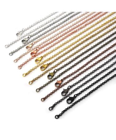LANBEIDE 40 Packs 10 Colors Brass Necklace Chains 21 Inch Link Cable Chain Necklace with Lobster Clasps Bulk for Jewelry Making Chains-2.6mm-40pcs-style 1