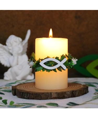 Bofunx Drip Protection Candle Wreath - Christening Communion & Wedding Decorative Skirt with White Fish Design - Buy Online on SooperMarket.com