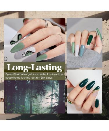 Modelones Blue Green Gel Nail Polish - 6 Colors Misty Gray Dark Green Glitter Gel Polish Kit Sage Green Baby Blue Nail Gel Polish Soak Off UV Gel Nail Lamp Gel Nail Kit DIY Home Nails Manicure Gifts - Buy Online on SooperMarket.com