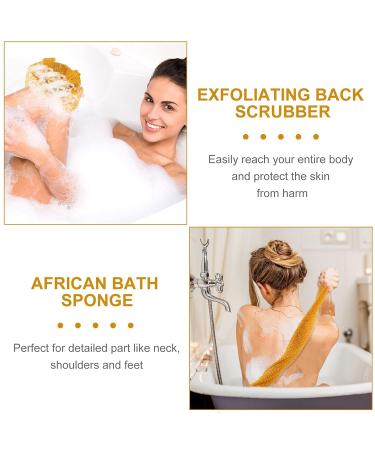 2 Piece African Net Bath Sponge Set - Exfoliating Long Body Scrubber & Back Washcloth (Yellow) - Perfect for Daily Use & Stocking Stuffers - Buy Online on SooperMarket.com