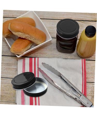 IMIKEYA 16pcs Mason Jar Lids Mason Bottle Lid Canning Jar Caps Sealing Caps Glass Jar Top Metal Lids Black Regular Mouth Mason Jar Lid Bulk Jars Canners for Tinplate Glass Bottle One Body 7.00X7.00X1.50CM Black - Buy Online on SooperMarket.com