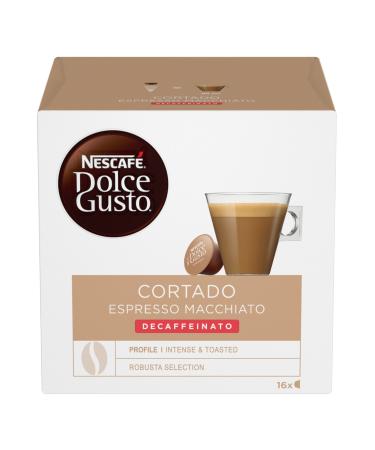 BOX OF NESCAFE DOLCE GUSTO CORTADO DECAF DECAFFEINATED COFFEE PODS