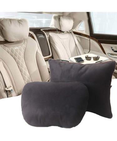 KWAK's headrest waist pillow set Maybach Design S-Class Super Soft Auto Headrial Pillow Cushions Lordosis Support Frau Suede Cover PP Cotton Filling Cushion (Black)
