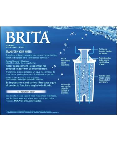 Brita Standard Water Filter Replacement - 3 Count, BPA Free for Pitchers & Dispensers - Buy Online on SooperMarket.com