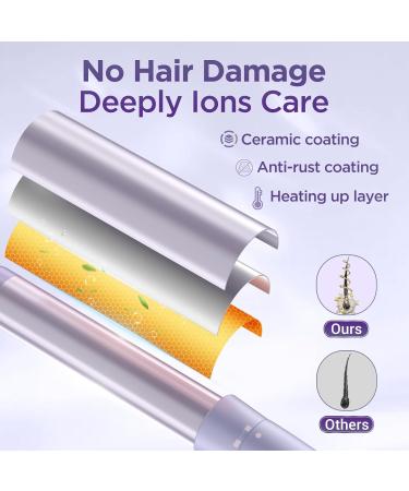 5 in 1 Wand Curling Iron Set - Versatile Curling Wand & Hair Straightener with 3 Ceramic Barrels Fast Heat & Accessories - Purple - Buy Online on SooperMarket.com
