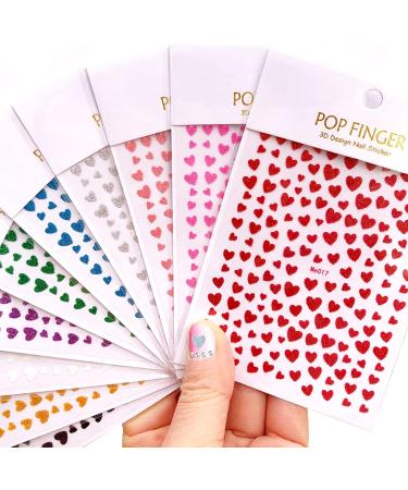 Taicols 10 Sheets 3D Design Nail Stickers Glitter Heart Nail Stickers Self-Adhesive Valentine's Day Nail Stickers Shiny Love Heart Nail Stickers DIY Nail Art Nails Decoration for Women Girls - Buy Online on SooperMarket.com