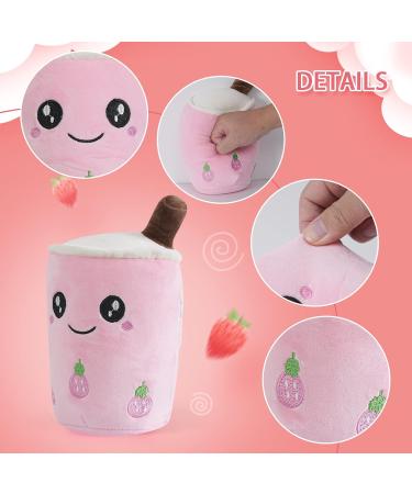 Anboor Bubble Tea Plush Pillow - Strawberry 25cm | Cute and Soft Stuffed Animal Toy for Kids | Perfect Gift for Baby and Children - Buy Online on SooperMarket.com