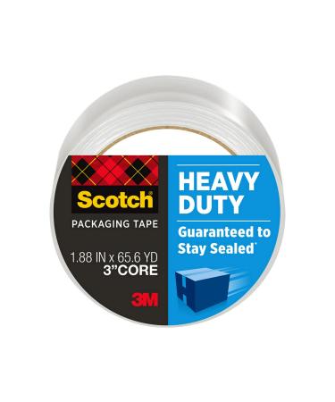 Scotch Heavy Duty Packaging Tape, 1.88" x 65.6 yd, Designed for Packing, Shipping and Mailing, Strong Seal on All Box Types, 3" Core, Clear, 1 Roll (3850-60)