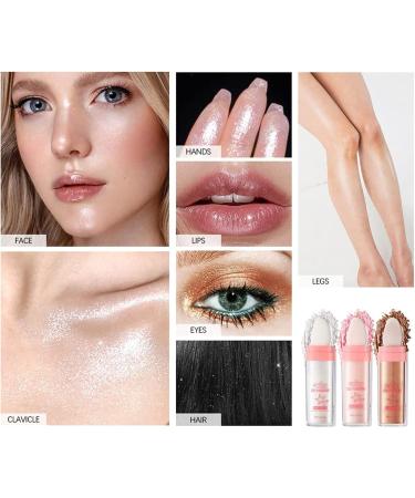 Lovelycat Body Glitter Powder Stick Face highlights Shimmer Face and Body Highlighter Powder with Sponge Head Magic Colour Shiner Powder for Face Body Arms Collarbones and Leg (01#White) - Buy Online on SooperMarket.com