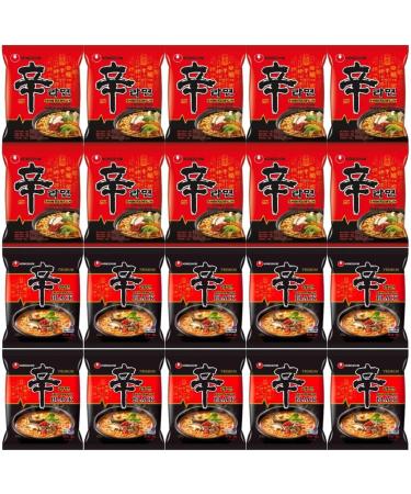 CNMART Nongshim Shin Black Ramyun and Shin Ramyun Instant Ramen Noodle Soup 2 Flavours Assorted Bundle (Pack of 20) - Buy Online on SooperMarket.com