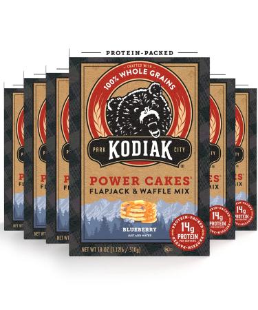 Kodiak Cakes Power Cakes Protein Pancake Mix & Waffle Mix - 100% Whole Grain - Blueberry (Pack of 6)