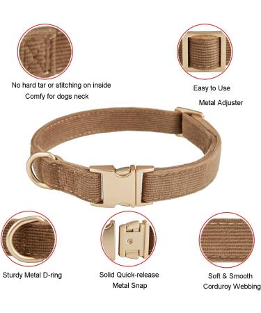 YUDOTE Ultra-Soft Natural Cotton Dog Collar for Small Dogs with Sensitive Skin - Brown (S) | 1 Pack - Buy Online on SooperMarket.com
