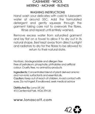 Cashmere Wool & Delicates Shampoo Detergent 475ml Made in Scotland - Scentless White - Buy Online on SooperMarket.com