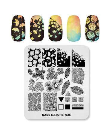 Alexnailart Professional Stamping Plates Autumn Leaves Ginkgo Maple Leaf Template Manicure Printing Tool NA036