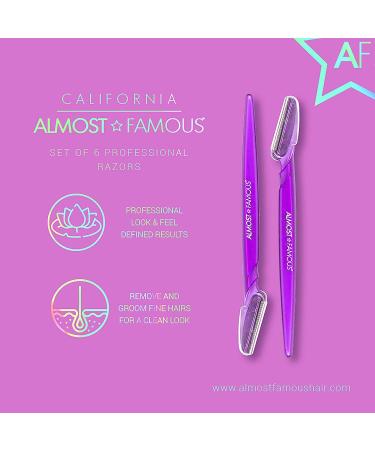 Almost Famous Women's Face Exfoliator Razors - Beauty Grooming Tool for Facial & Body Hair Removal - Purple, 6 Count - Buy Online on SooperMarket.com