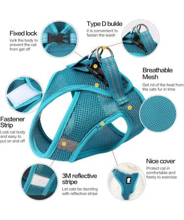 Shop Lianzimau Ultra Light Adjustable Cat Dishes & Escape Protection Running Vest for Kittens & Puppies - Turquoise | 1 Pack - Buy Online on SooperMarket.com