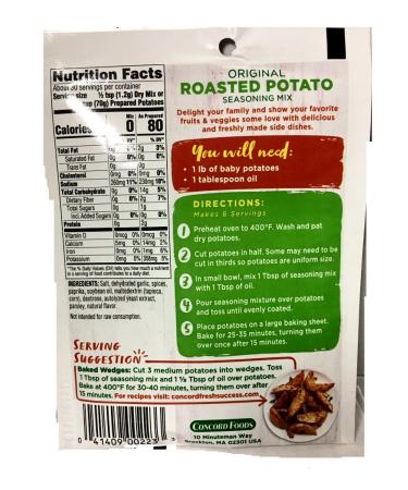 Concord Foods Roasted Potato Seasoning Mix (Pack of 4) 1.25 oz Packets 1.25 Ounce (Pack of 4) - Buy Online on SooperMarket.com