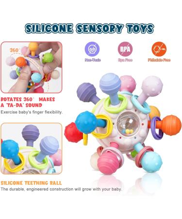Tosekry Bei ring Baby Toys | BPA-Free Silicone Grip Balls | Perfect Gifts for 0-12 Months | Enhance Motor Skills & Sensory Play - Buy Online on SooperMarket.com