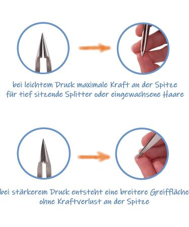 Faude Combination Tweezers - Pointed Splinter & Eyebrow Tweezers for Ingrown Hairs | Stainless Steel Precision Tool - Buy Online on SooperMarket.com