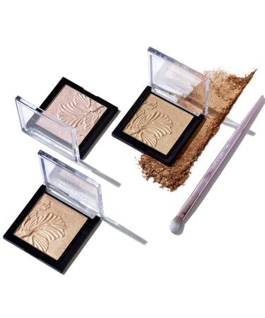 Wet n Wild Edit Highlighter Makeup Powder Set  Mega Glo Highlighting Powders  Blossom Glow  Golden Flower Crown  and Precious Petals And Pro Line Tapered Blending Brush