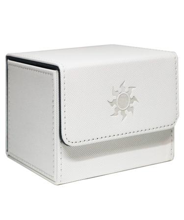 SXTT MTG Deck Box Large Card Deck Box Fit 120+ Single Sleeved Cards for Commander Compatible with MTG/TCG/CCG Magnetic Game Card Case(White)