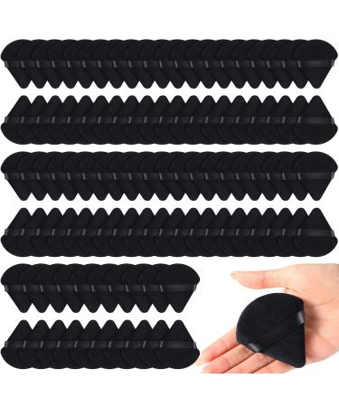 100 Pcs Powder Puff Face Soft Makeup Puff Triangle Powder Puffs for Loose Powder Mineral Powder Body Powder Velour Cosmetic Foundation Wet Dry Sponge Makeup Tools (Black)