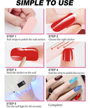 Kalolary 20PCS Nail Adhesive Wrap Nail Gel Polish Strips Full Wraps Nail Polish Stickers Cured Gel Nail Strips Self-Adhesive Gel Nail Wrap Stickers Decals(UV/LED Lamp Required) (Colorful 2) - Buy Online on SooperMarket.com