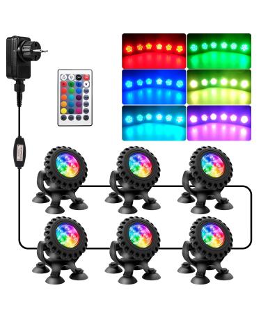 Natpow pond lighting LED underwater underwater lighting RGB underwater pond light with remote control IP68 waterproof color change garden lighting for garden patio tree (6 in 1) 6h