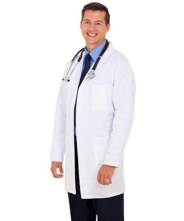 Figura Elevar Deals Professional Lab Coat Men - Laboratory Coat 40 Inch Kick Pleat Doctor Coat Men (X-Large)