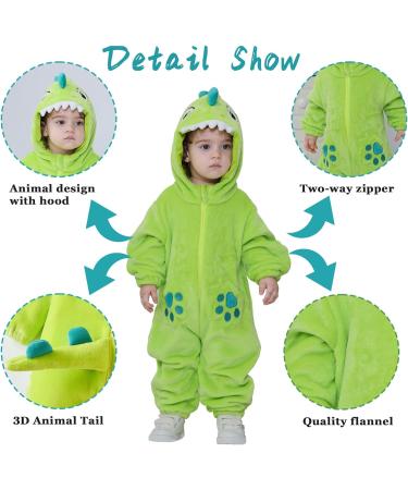 Doladola Unisex Baby Toddler Romper Jumpsuit Hooded Cartoon Sleepsuit | 2-3 Years | Emerald Green Shark - Buy Online on SooperMarket.com