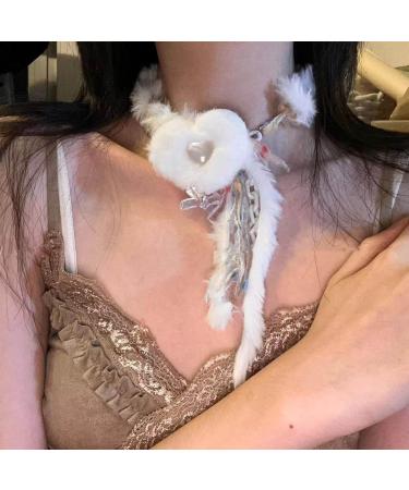 Oralgo Heart-Shaped Collarbone Chain Necklace | Colorful Fluffy Choker Accessory for Girls - Buy Online on SooperMarket.com