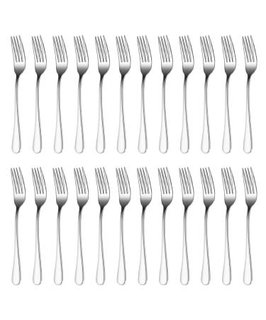 Knadgbft 24 Pieces Forks Silverware Set 7.1 Inch Silver Stainless Steel Dinner Forks Forks Silverware Forks for Kitchen