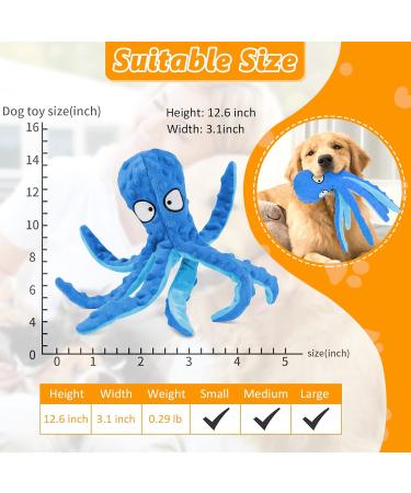 Wandergo Squeaky Dog Toys 2 PCS Octopus Dog Toy with Crinkle Paper Plush Dog Teeth Cleaning Toy Dog Soft Toy Durable Dog Toys for Large Dogs Medium Dogs Playing(Blue+Green) - Buy Online on SooperMarket.com