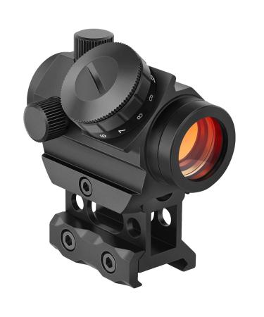 MidTen 2MOA Micro Red Dot Sight 1x25mm Reflex Sight Waterproof & Shockproof & Fog-Proof Red Dot Scope, Mini Riflescope with 1 inch Riser Mount, Black.