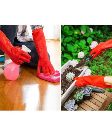 Vgo Reusable Household Gloves | Long Sleeve Latex Cleaning Gloves | Size M Red RB2143 | 1 Pair - Buy Online on SooperMarket.com