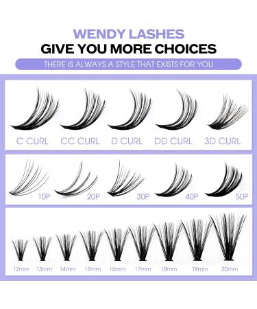 240PCS D Curl 12-16mm Individual Cluster Lashes Extensions for 3D Effect and DIY Eyelash Extensions - RR-12-16mm 3D Clusters+40D-0.07-D - Buy Online on SooperMarket.com