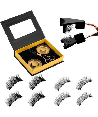Magnetic Eyelashes False Eyelashes No Glue and Eyeliner Needed Natural Look Magnetic Lashes No Glue Magnetic Eyelashes Band Lashes Look Like Extensions Magnetic Eyelashes(Natural and Bushy)