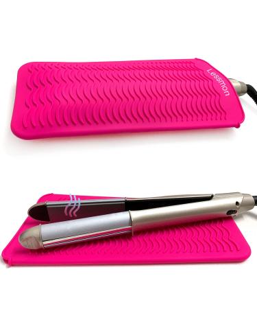 Heat -resistant silicone mat bag mat cover for curly bars hair smoothers smooth iron and other hot hair tools height 28.5 cm and width 14cm pink