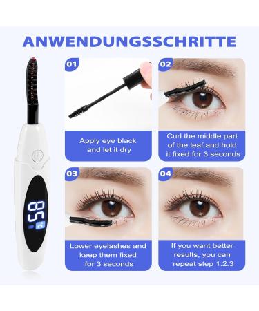BYCUFF Electric Heated Eyelash Curler USB Charge Makeup Curling Kit Long Lasting Natural Eye Lash Curler White - Buy Online on SooperMarket.com