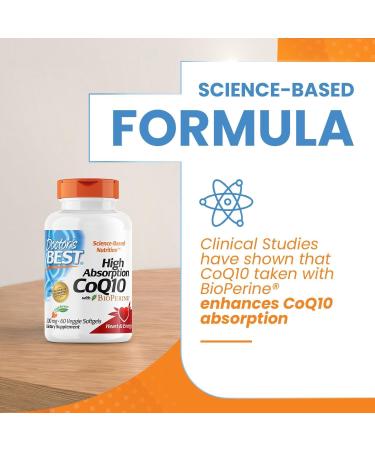 Dr BEST's High Absorption CoQ10 with BioPerine Heart Health & Energy Production Naturally Fermented Vegetarian Gluten Free 200 mg 60 Veggie Softgels - Buy Online on SooperMarket.com