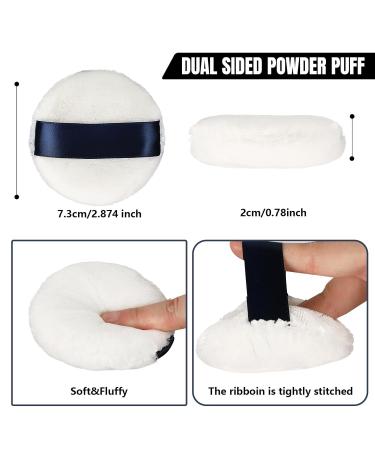 Whaline 4 Pack Velour Powder Puff - 2.9 Inch Washable Cotton Puffs with Ribbon & Case for Foundation Body & Loose Powder (White - Buy Online on SooperMarket.com