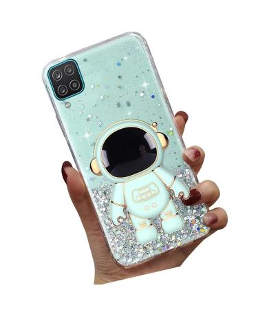 Tivenfezk Nadoli for Samsung Galaxy A22 5G astronaut Hidden Stand Shell caricature glitter stand soft silicone bling transparent protective cover samsung galaxy a22 5g green