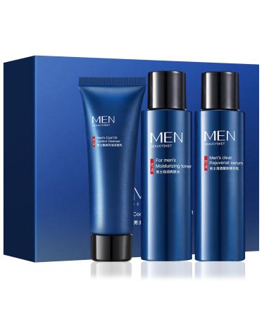 Mens Facial Skin Care Kit Hydrating Mens Skincare Gifts Set Nourishing Skin Care Kit for Men Mens Face Moisturizer Wash Facial Lotion Kit for Fines Lines Wrinkles Dry Skin
