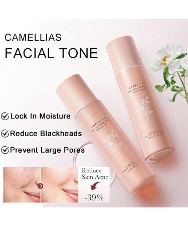 Hydrating Facial Skin Care Sets for Women & Teens | Camellia Skin Care Routine Kit - Toner Serum Lotion Cleanser & Mask - Buy Online on SooperMarket.com