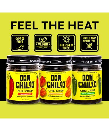 Don Chilio Chile Crisp - Crunchy Sliced Jalapenos in Hot Seasoned Oil - Mild Flavor- 0 Carb Keto Friendly - Versatile Topping, Sauce, or Salsa Alternative - Buy Online on SooperMarket.com